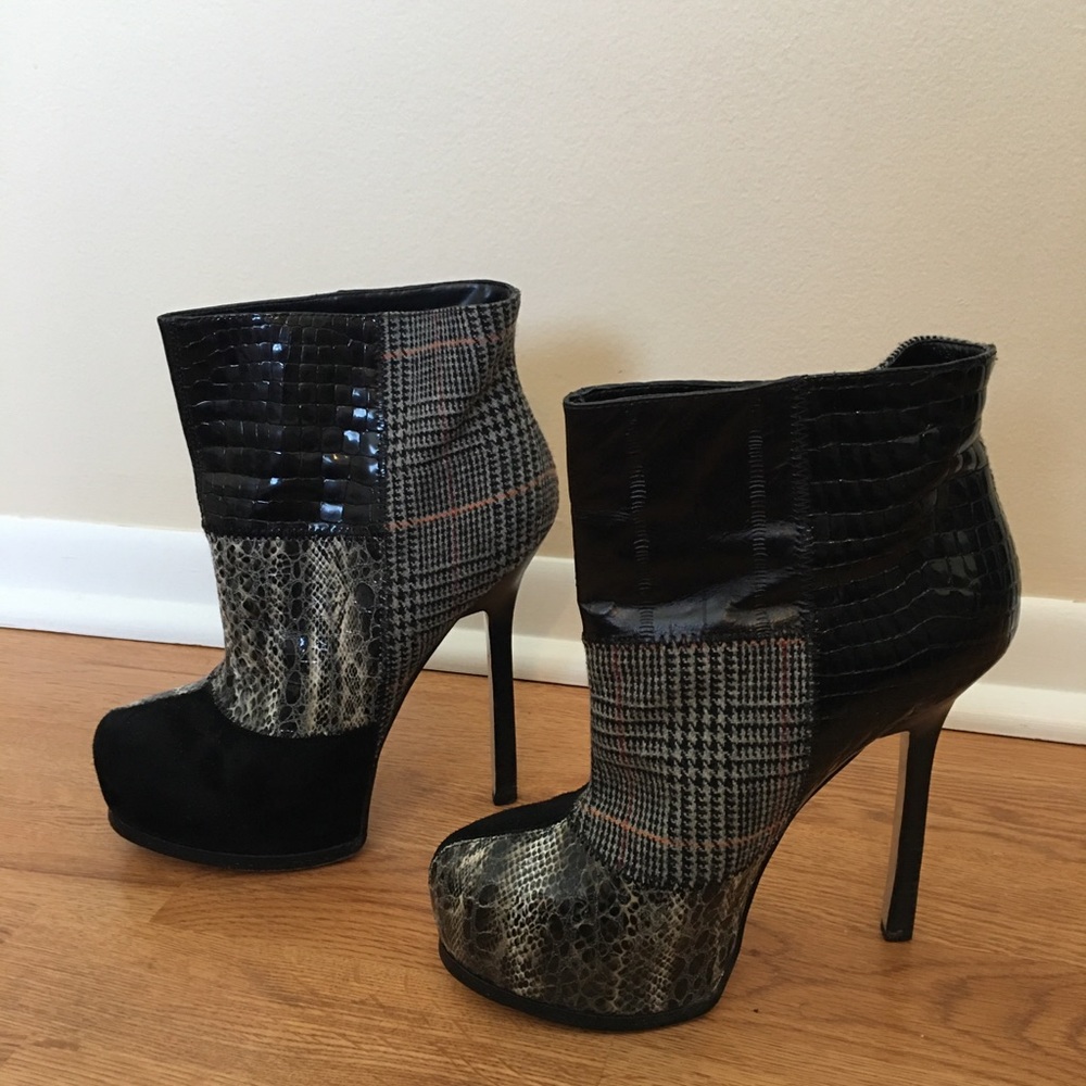 Bebe Patchwork Heeled Boots